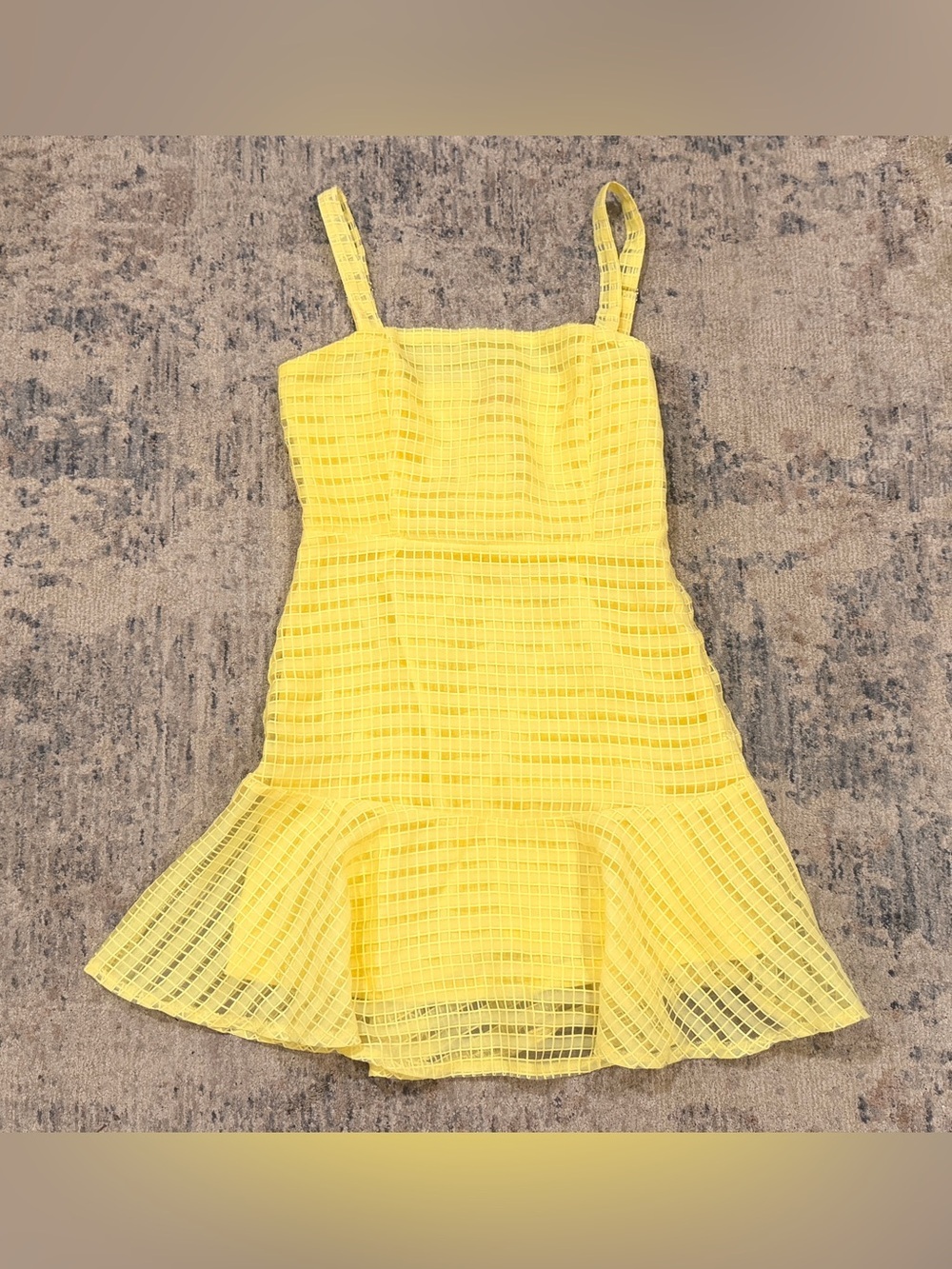 NWT Baby Pink Yellow Grid Mesh Sundress